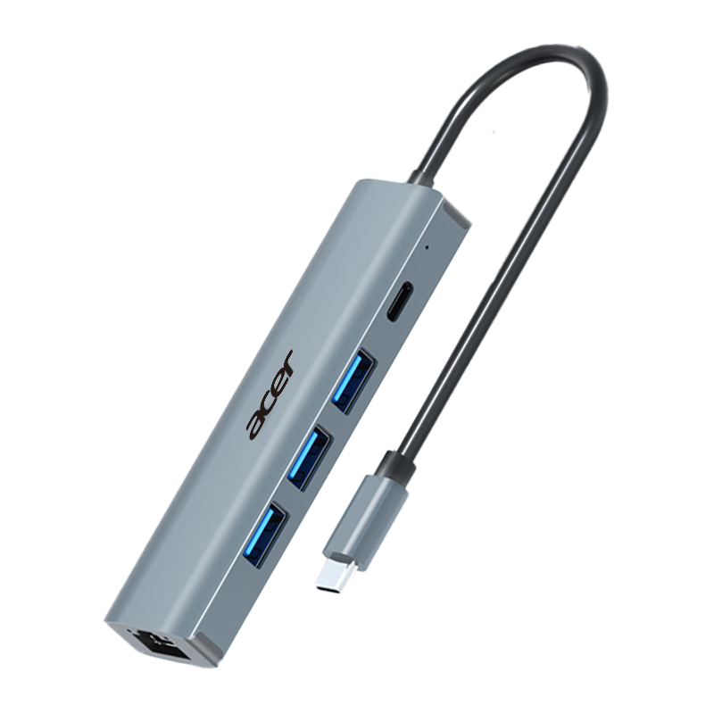 Acer Type-C Expansion Dock, USB3.0 Hub, Gigabit Ethernet Port Splitter, Laptop Network Cable Adapter, RJ45 Converter, Desktop Expansio