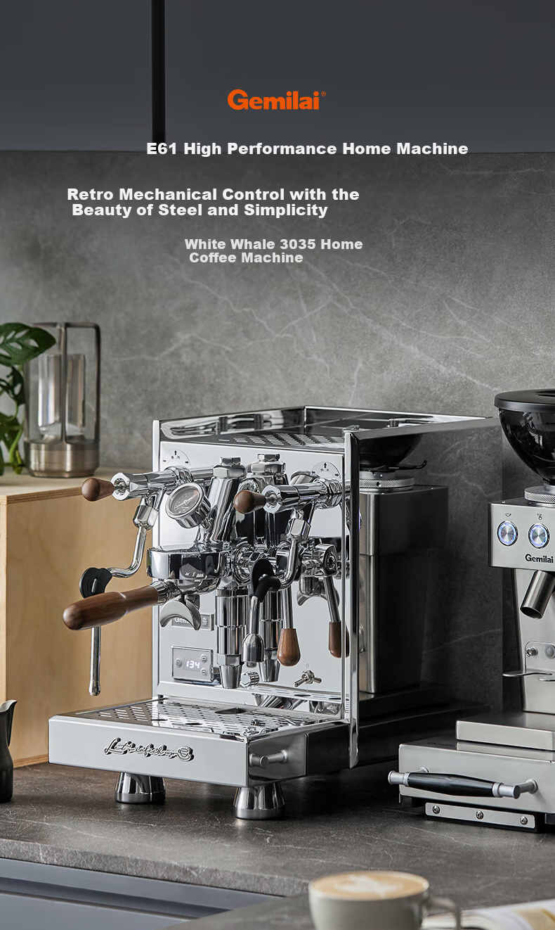 GEMILAI White Whale G3035 Coffee Machine, Home Semi-Automatic Coffee Maker, American And Italian Espresso, E61, 2L Dual Boiler 2