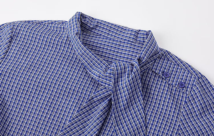 Dme [Pure Cotton Plaid] Autumn Literary Vintage Plaid Shirt with Tie Collar, Petite Elegant Blouse Women's Top 6