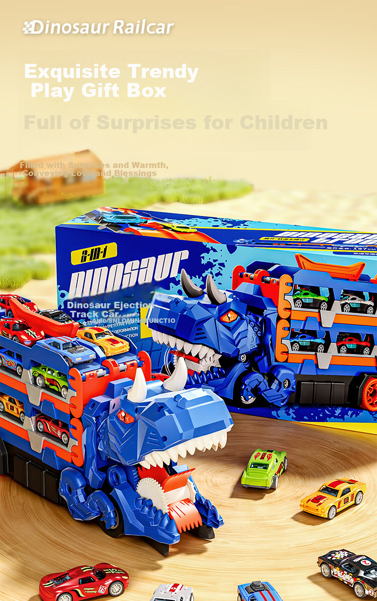 BAOLE STAR TOYS Children's Toy Car for Boys Aged 3-6, Birthday Gift, Track Car, Alloy Vehicle, Large Size, Ejecting Transport Truck 16
