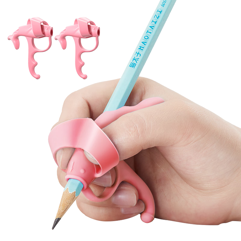 Maotaizi Tiger Mouth Five-Finger Pen Grip Corrector for Primary School Students And Kindergarten, Writing Practice Pencil Grip Correction Tool, Pen Posture Corrector, Writing Aid for Beginners, Children's Posture Corrector, Pink