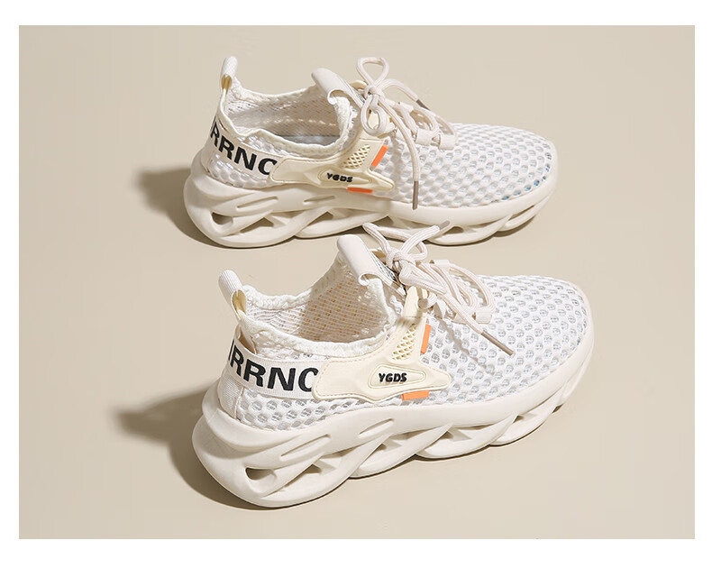 CARTELO Women's Shoes, Flyknit Dad Shoes, Summer Breathable Hollow Large Mesh Casual Shoes for Women, 1582 Beige, Size 38 12