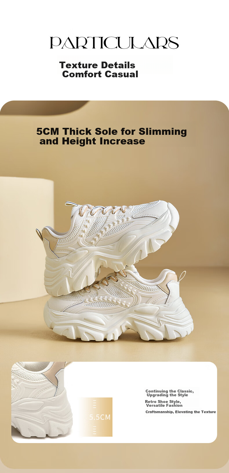 DAPHNE Chunky Versatile Dad Sneakers for Women, 2026 New Autumn Style, Height-Increasing Shoes for Petite Women, Thin Casual Sports Shoes 7