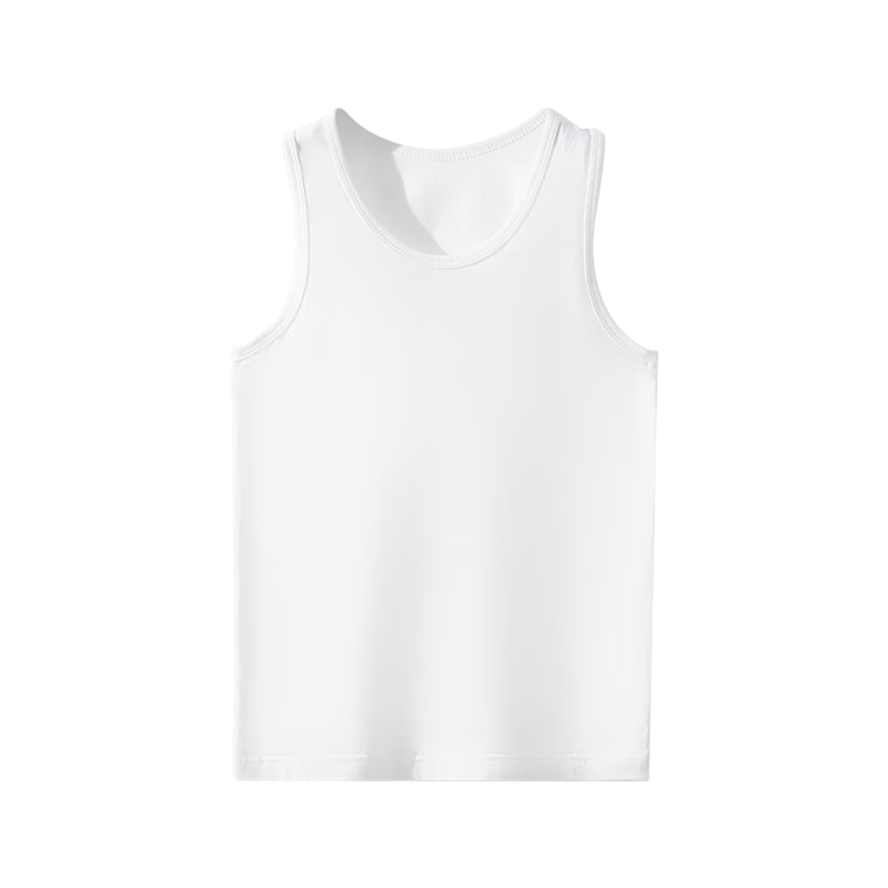 LangSha Children's Tank Top for Boys, Summer Thin Cotton Plain Color Baby T-Shirt Student Undershirt Vest, White, Size 160