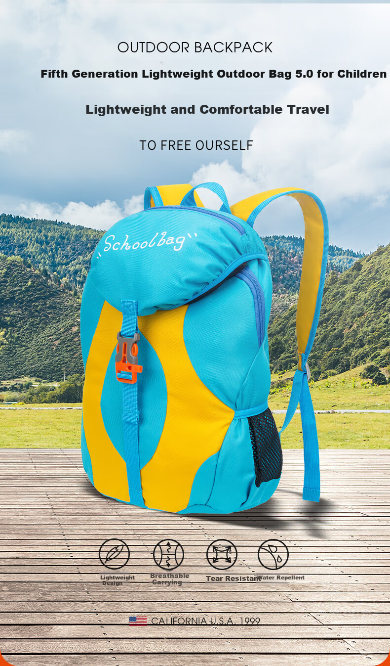 TFO Competition-Grade Children's Outdoor Backpack, Hiking And Mountaineering Bag, Travel Backpack 9202427, Sky Blue, 15L 2