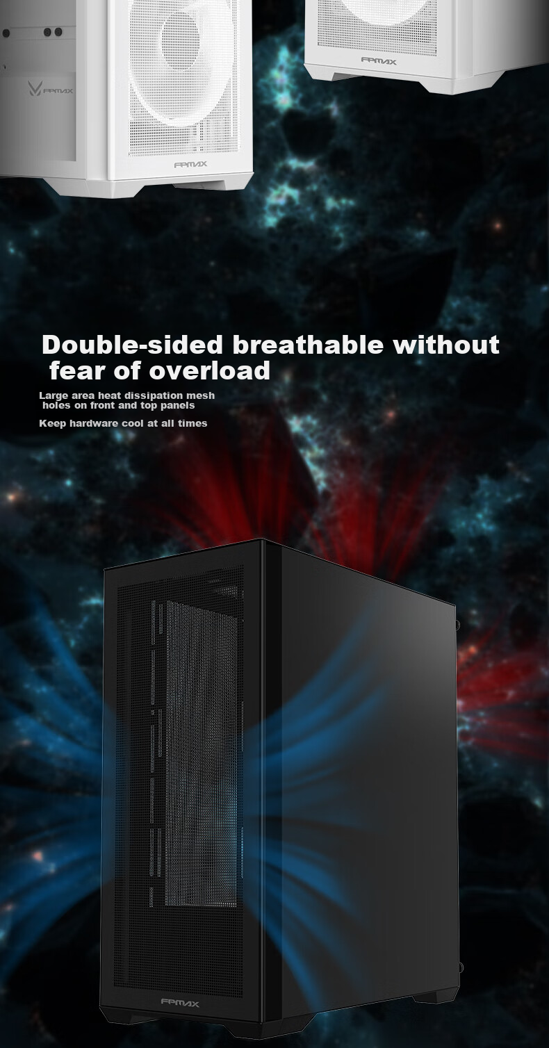 FPMAX Time Crystal Z8 Seaside View Case, ATX Motherboard Gaming PC Desktop, Supports Quick-Release 270° Seaside View Case 360 Water Cooling, White 1