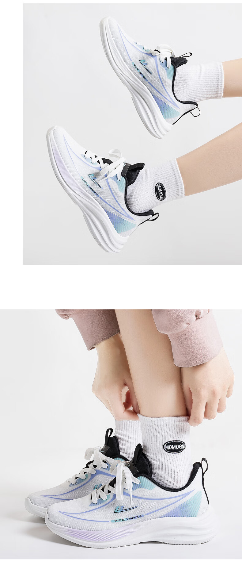 Warrior Official Women's Sports Shoes 2026 Summer New Trend Lightweight Breathable Casual Shoes White Black Purple Size 37 15