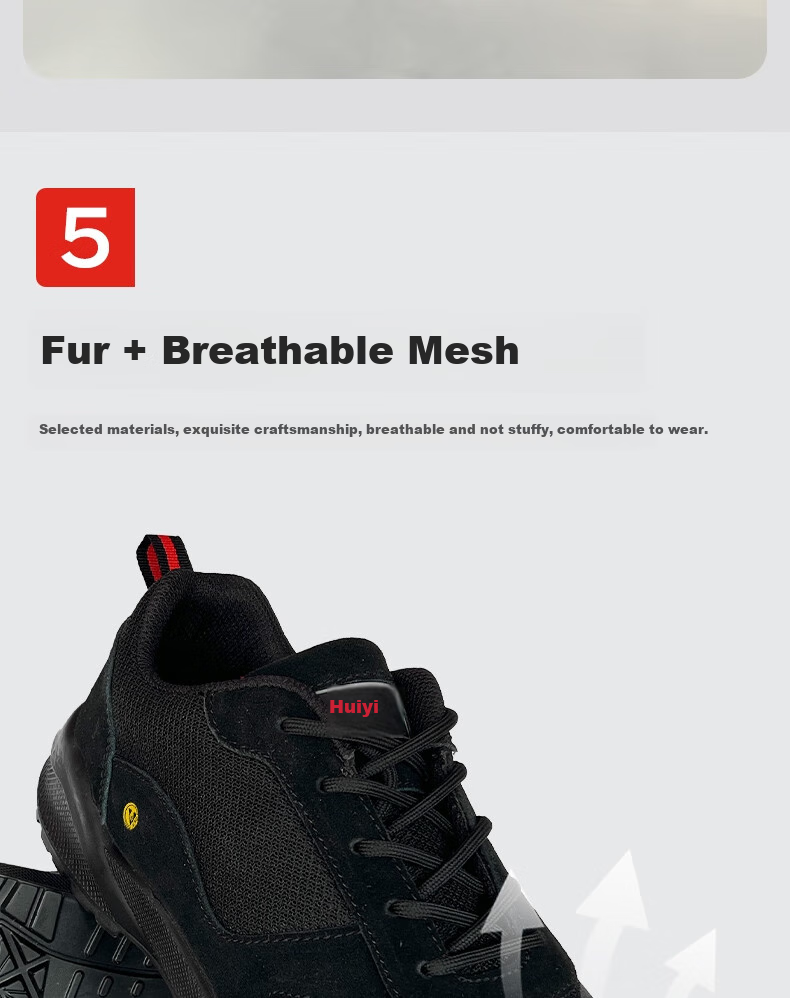 Huixiang JINGDONG Industrial Own Brand Safety Shoes, Suede Multi-Functional Safety Shoes, ESD Anti-Static Anti-Smashing Anti-Puncture 130101, Size 42, CE Certified by EU 7