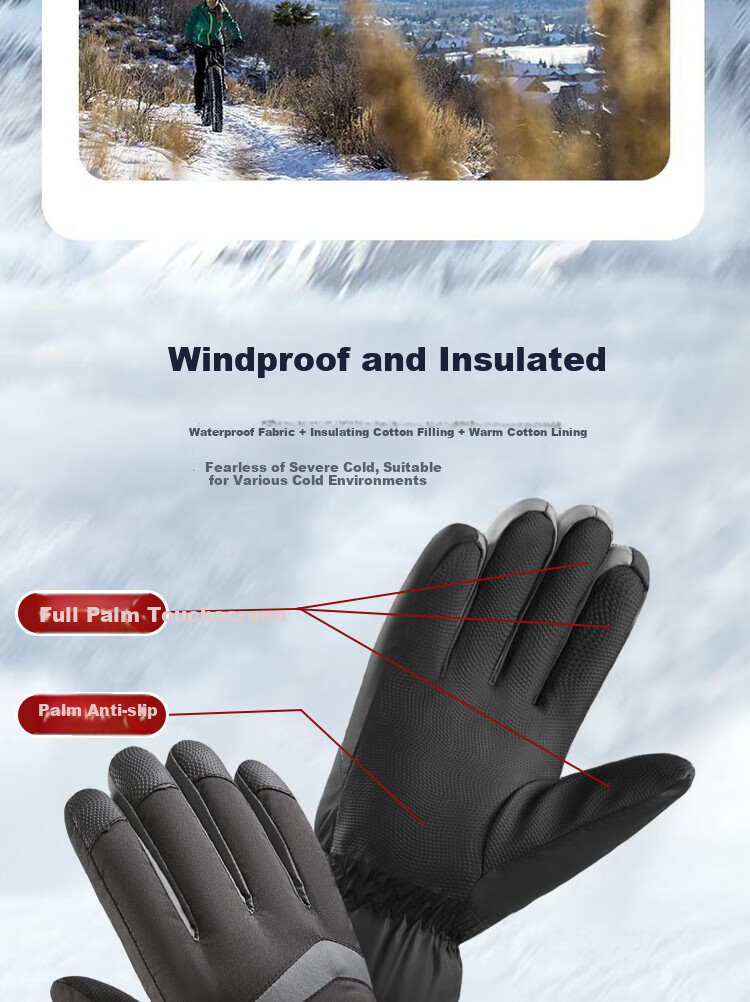 BWNK Motorcycle Gloves for Men And Women, Anti-Fall Windproof Riding Gloves, Outdoor Equipment, All-Season Universal Anti-Fall Touchscreen Compatible 3