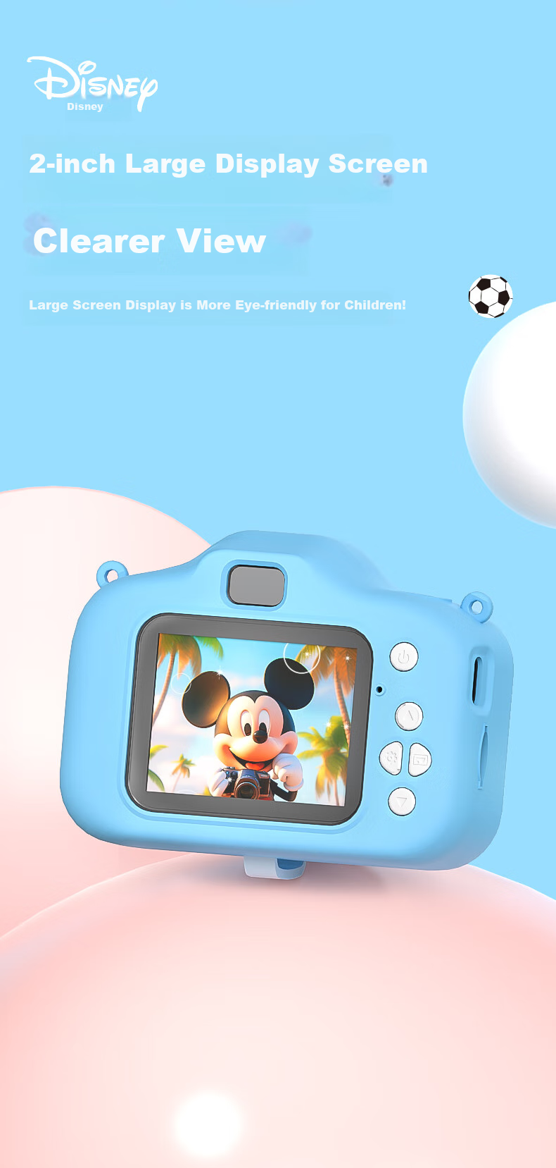 Disney Children's Digital Camera, Student Compact Camera, Pocket Camera for Photography And Travel, Dual-Lens Camera for Boys And Girls, Birthday Gift for Students, HD01 Minnie 5