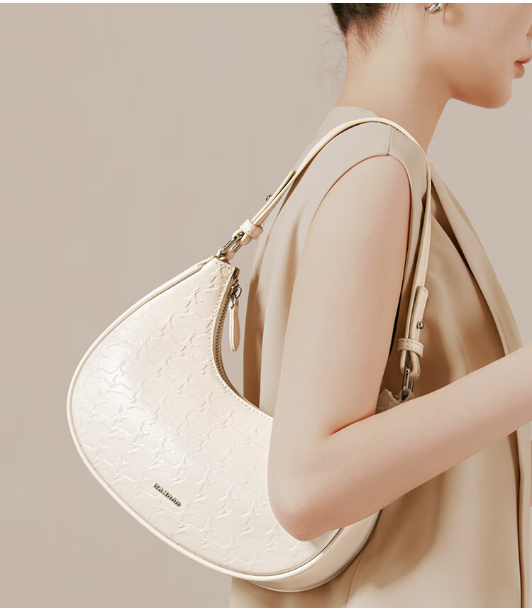 Miaodi 2026 Cowhide Embossed Underarm Baguette Crescent Elegant Workplace Commuter Handbag Crossbody Bag Birthday Gift 32
