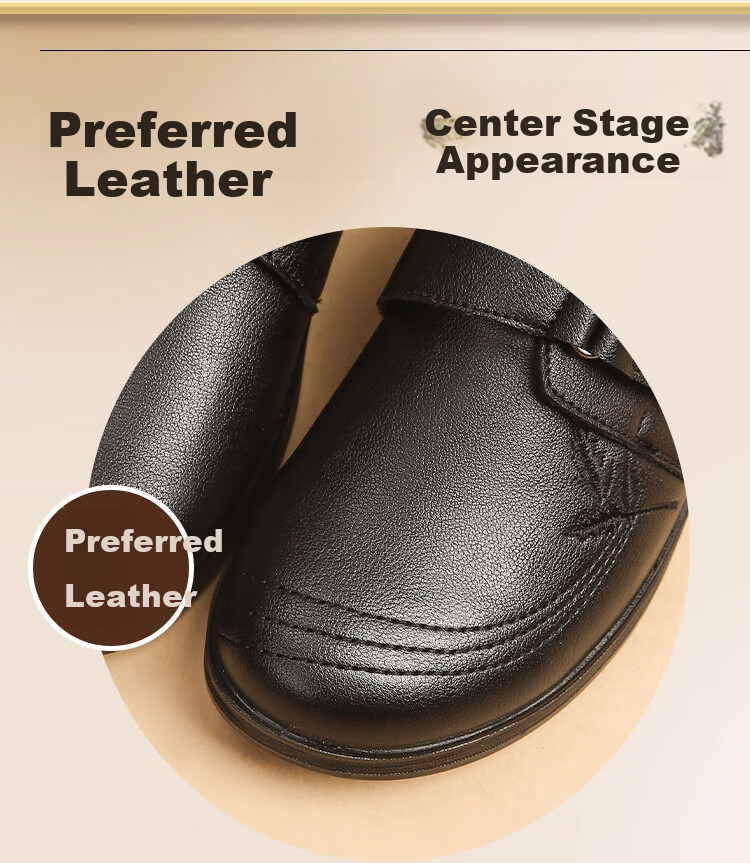 EGCHI Mom Shoes, Casual Top-Grain Leather Soft-Soled Flats, Non-Slip Flat Walking Leather Shoes, H2168, Black, Size 39 4