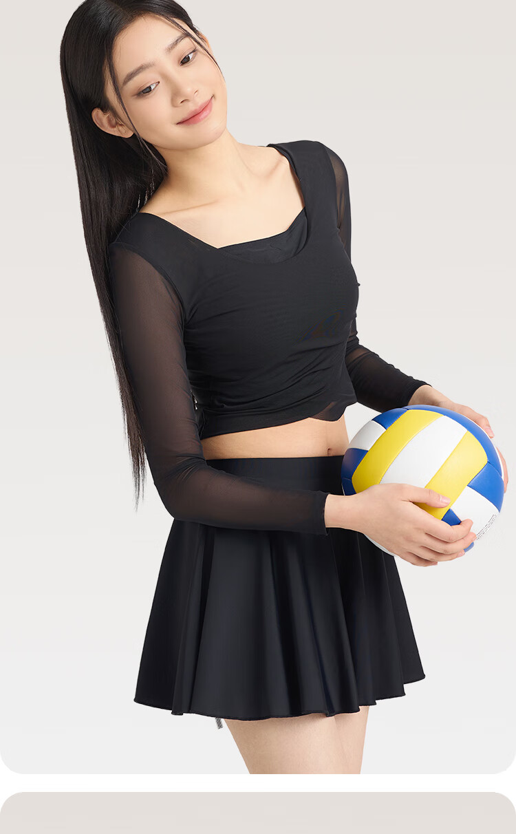 ANTA Women's Slim Waist Two-Piece Long Sleeve Swimsuit 2025 Vacation Hot Spring Slimming Conservative Swimwear M 3