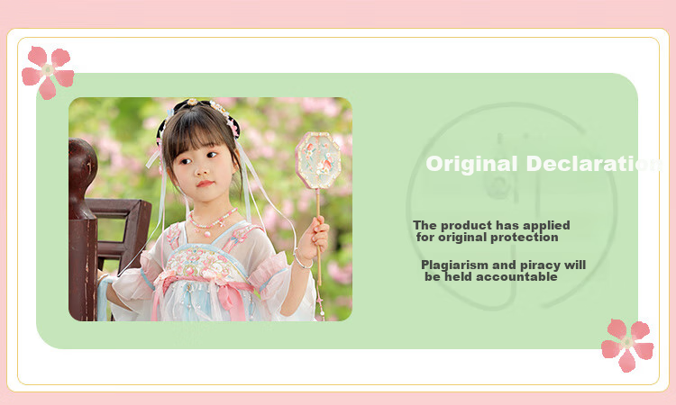 Menghu Peach Hanfu Girls' Summer 2026 Fairy-Like Ancient Style Ru Skirt, Children's New Chinese-Style Thin Dress, Pink And Blue, Size 110 3