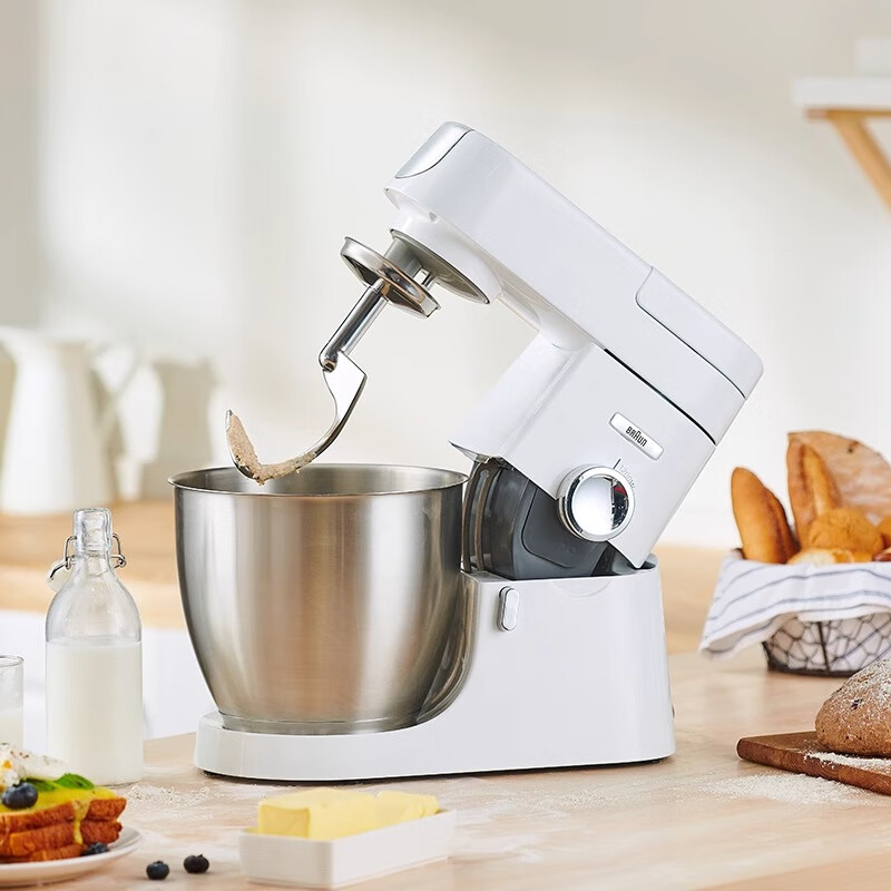 BRAUN Household Kitchen Machine, 6.7L Multifunctional Whisking And Mixing Machine, Electric Egg Beater, Baking Cream Whipper, Self-Operated Blending Food Processor KBL4300W