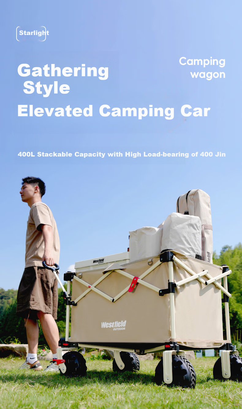 Westfieldoutdoor Folding Outdoor Camping Cart, High-Top Gathering And Heightening, Picnic Trolley, Stroller for Kids And Shopping, Pet Cart 1