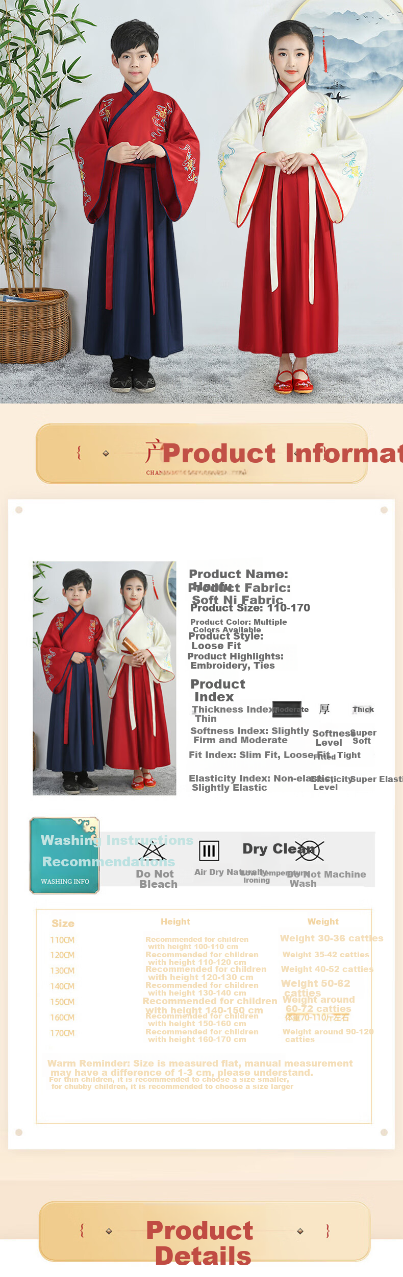 Babyprints Children's Hanfu Ancient Costume Performance Outfit, Elementary School Student Performance Costume, Chinese-Style Clothing, Girls' Traditional Costume, Women's Style 140 1