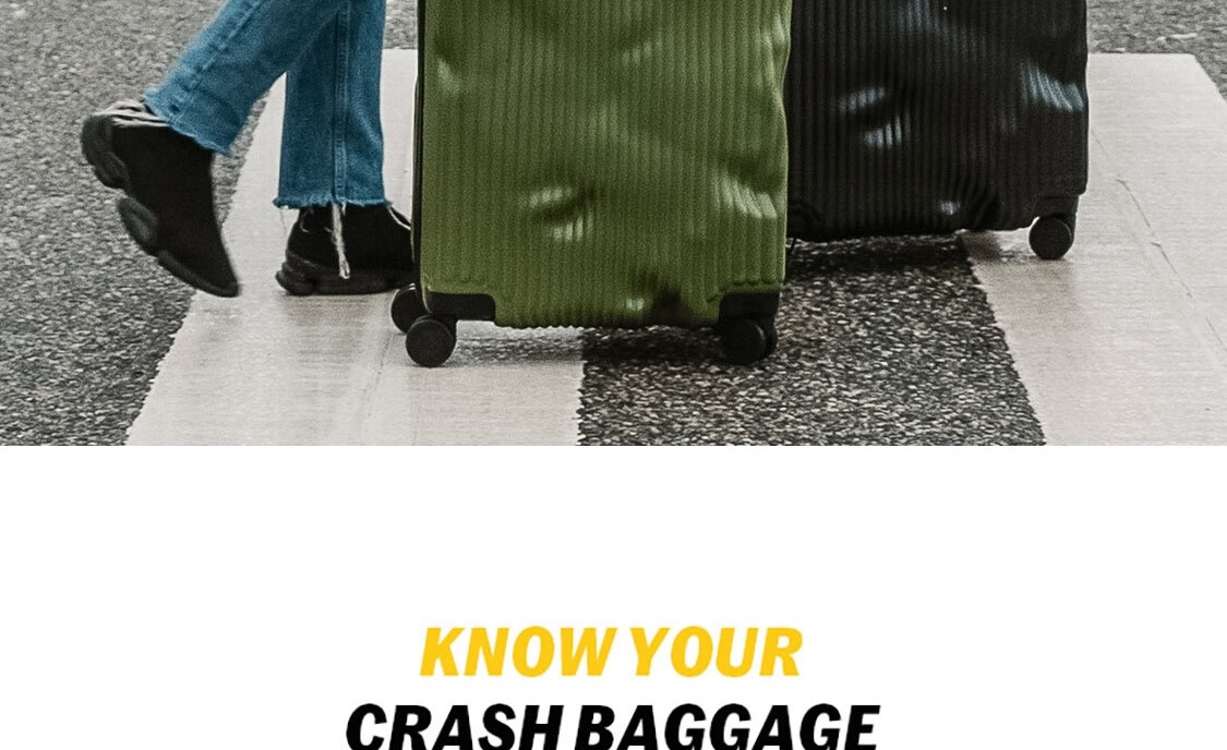 CRASH BAGGAGE Italian Embossed Suitcase, Striped Travel Case, Carry-On Luggage, Trolley Case for Men And Women, Black, 20 Inches 12