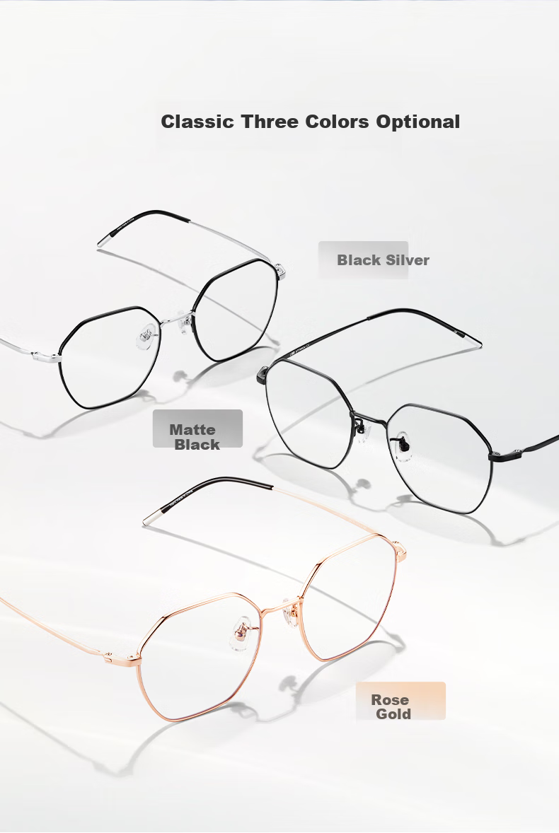 LOHO Blue Light Blocking Glasses Full Titanium Frame for Men And Women Students Fashionable Non-Prescription Eyeglasses Frame LH0089003 Rose Gold 9