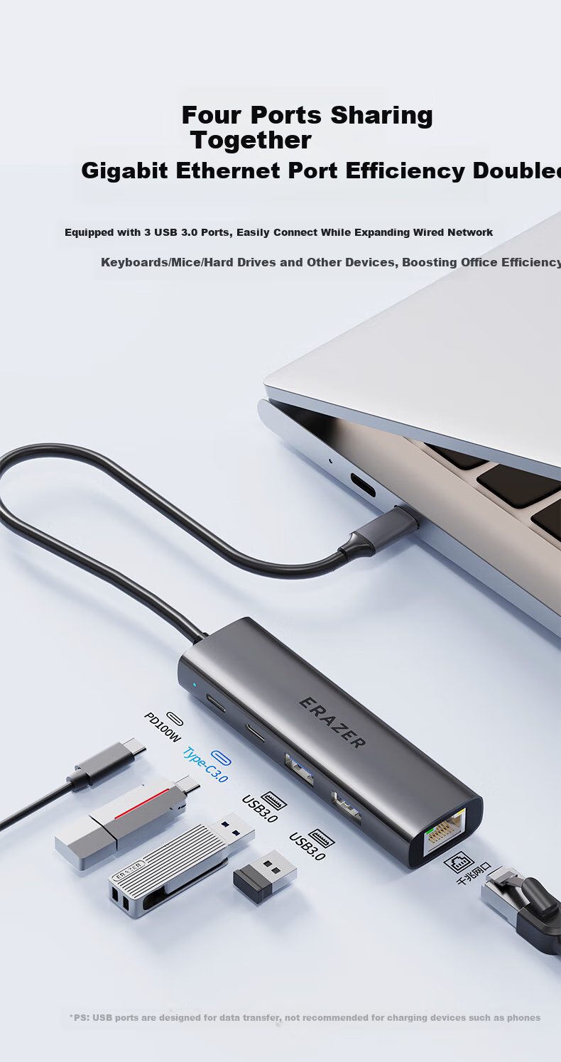 Lenovo Invests in Brand Yinengzhe Type-C Expansion Dock, Gigabit Ethernet Adapter, Network Cable Converter, Splitter, Universal USB, for Lenovo Computers, Laptops, And Desktops 4
