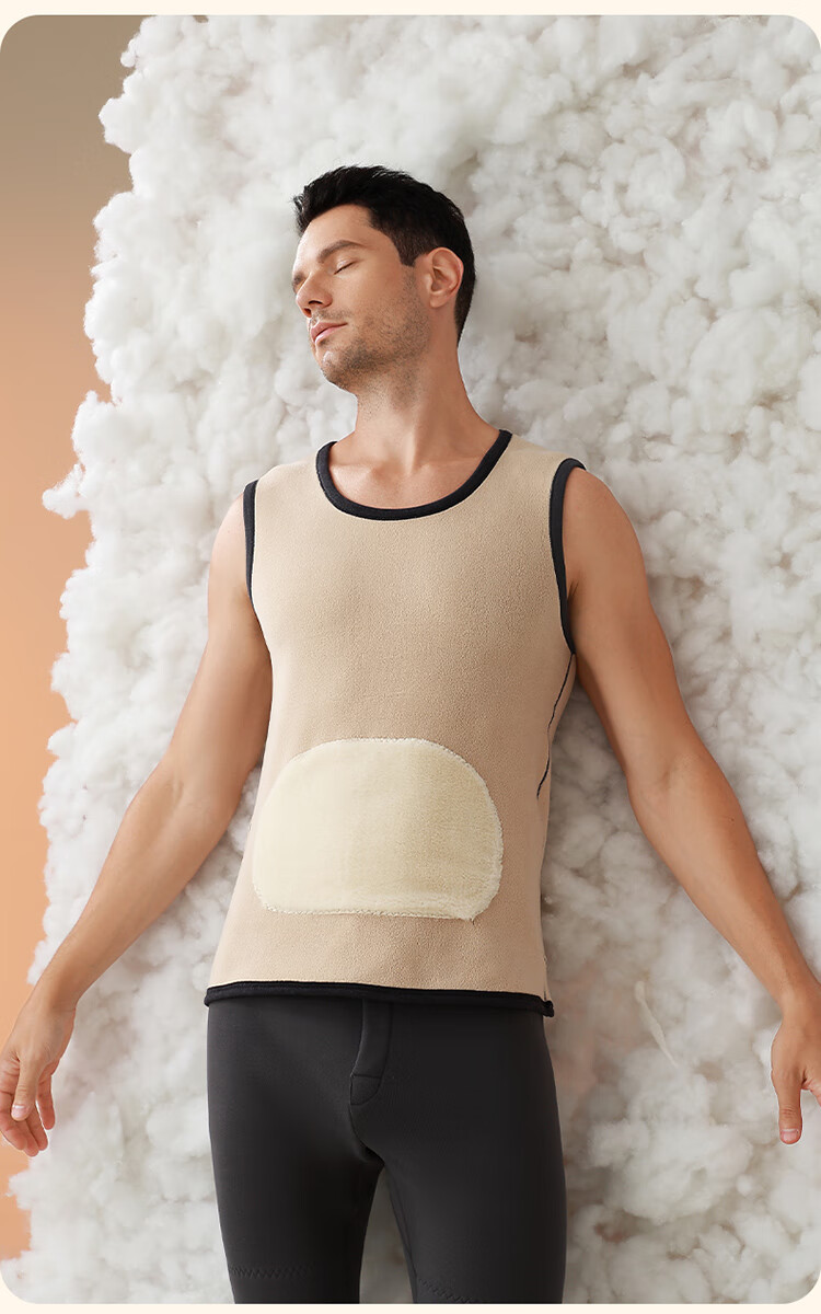 LangSha Men's Thermal Vest Fleece Lined Thickened Lamb Wool Base Layer Autumn Winter Insulated Gilet 13