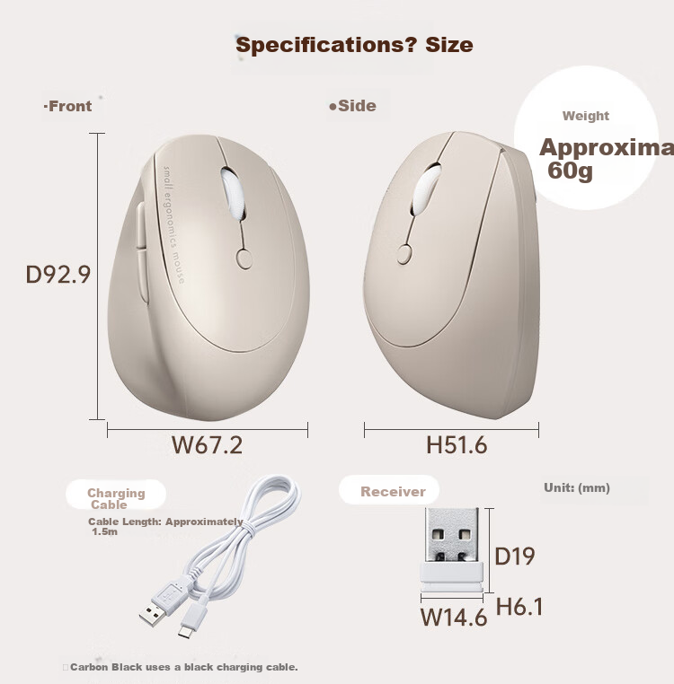 Shanye Ergonomic Wireless Bluetooth Dual-Mode Mouse, Vertical Grip, Fully Silent Buttons, Lightweight Mini Japanese-Style Mouse, Rechargeable, Suitable for Small And Medium Hands, for Office And Gaming 9