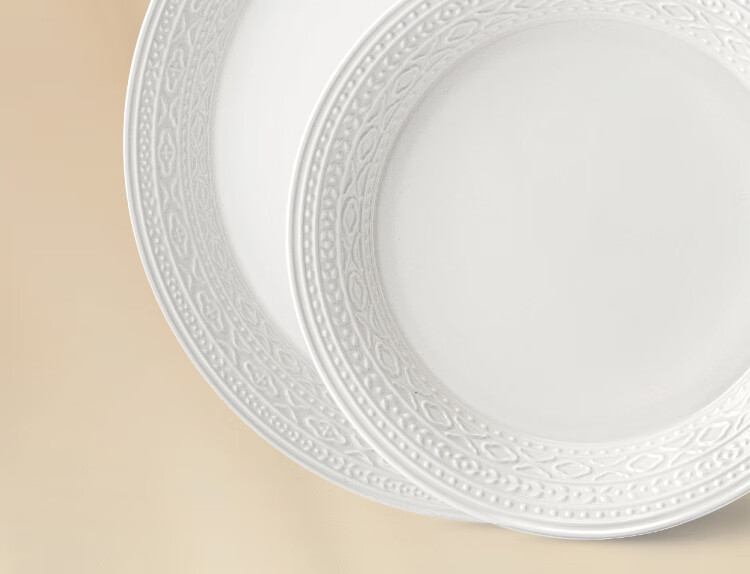 Magelongte Bone China Dinnerware Set, High-Quality Bowls And Plates, Pure White Embossed Tableware, Ceramic [Dishwasher Safe] 17