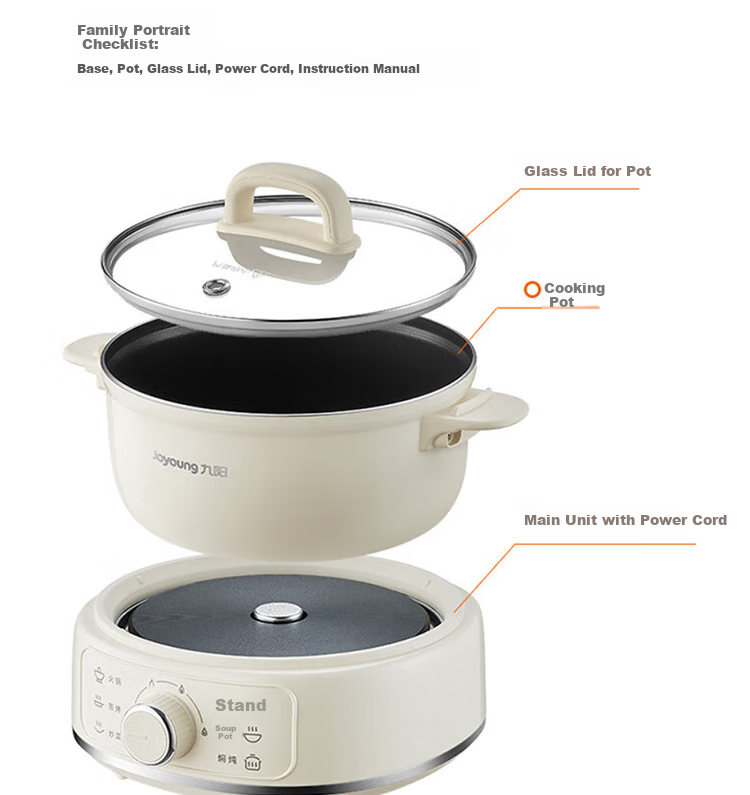 Joyoung Household Detachable Electric Hot Pot for Stir-Frying, Boiling, Braising, Frying, And Grilling Multi-Functional Pot HG25-G211 13