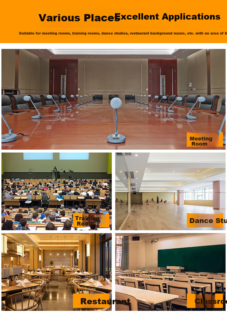 SHILE Small And Medium Conference Room Audio System, Store Amplifier Wall-Mounted Speakers Microphone, Classroom Training Shop Background Music System, AV108+BX108*2+SH28 2