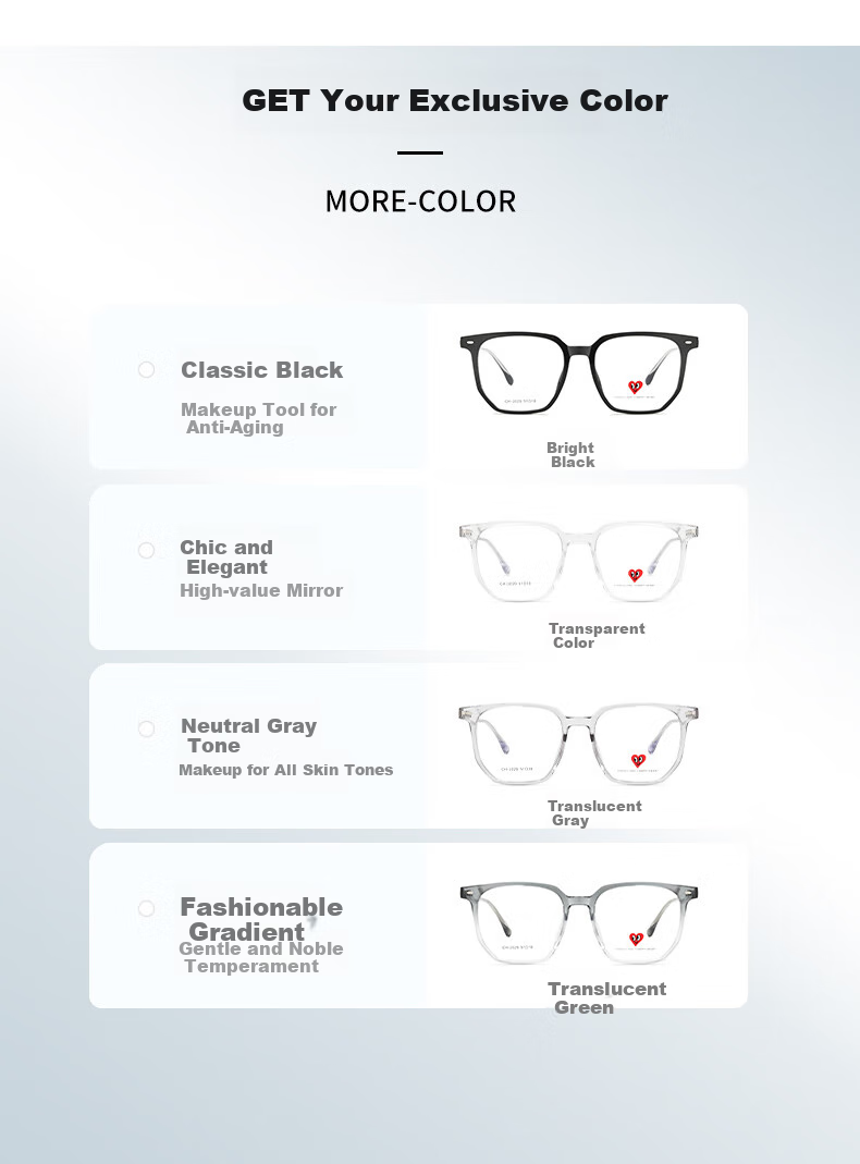 Chaersitaoxin Gradient-Colored Glasses Frame with Anti-Blue Light Lenses, Unisex Large Frame CH2029 for Myopia Correctio 8
