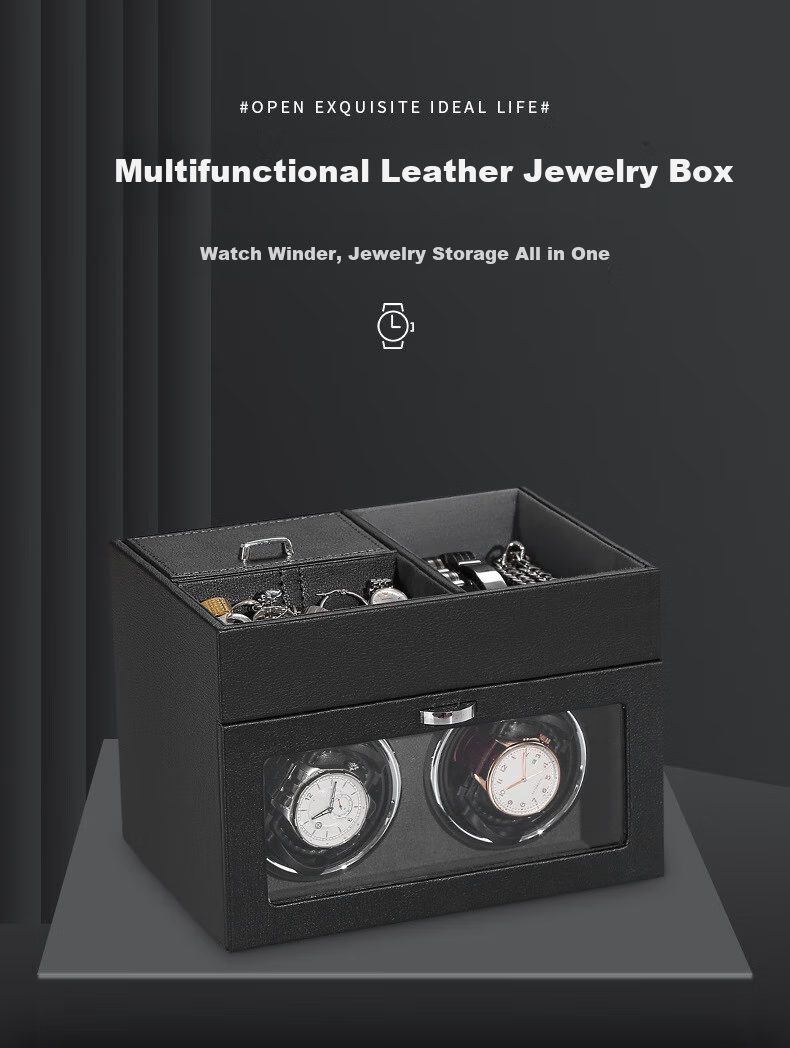 DUOJINJIANG Dual-Position Magnetic Anti-Magnetic Silent Watch Winder with Imported Movement, Moisture-Proof Storage Box for Watches, AI Smart Watch Care Device 1