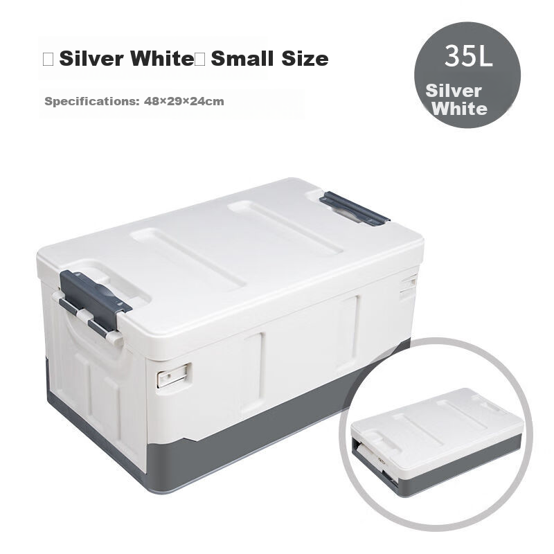 YUECAR Trunk Storage Box, Car Organizer, Foldable Storage Container, Household Organizer Box, 35L, Silver