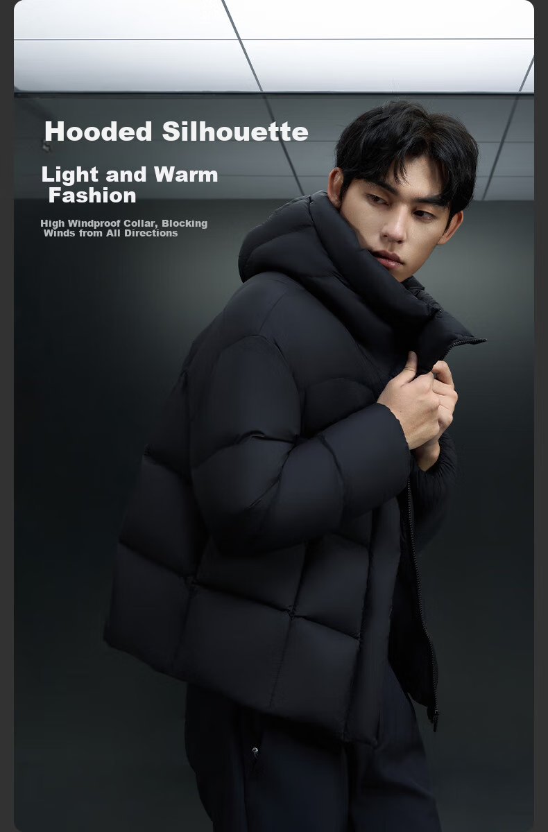 Meilicheng Warm Swan 90% Down Jacket, Short Puff Hooded Winter Coat, Women's down Outerwear, Size 156 5