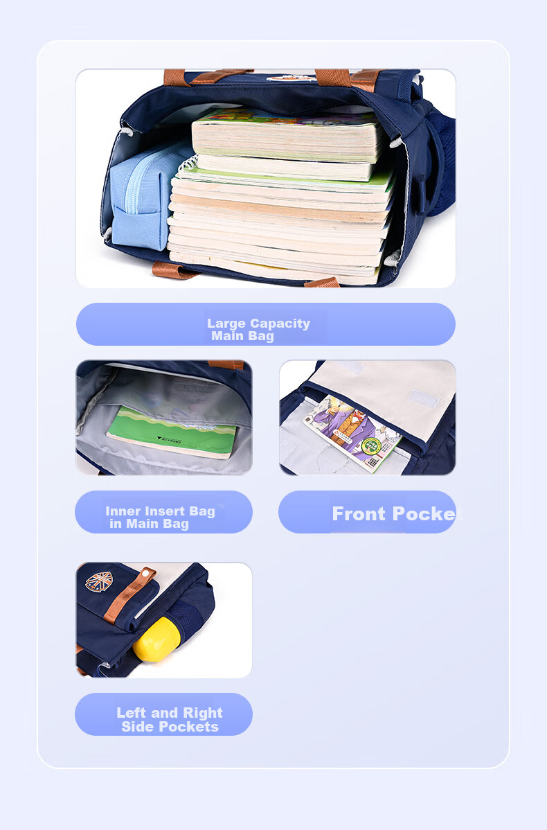 Edison Elementary School Tutoring Bag, Single Shoulder Crossbody Bag, Tutoring Bag, Handheld Art File Bag BX09-1 Royal Blue 7