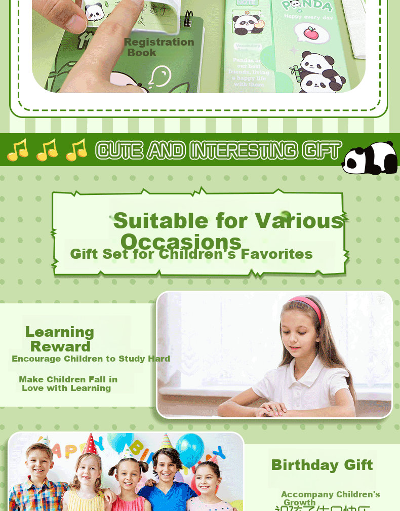 Shaonianban Stationery Gift Set, Mid-Autumn Festival Panda Souvenir, Children's Kindergarten And Primary School Holiday Learning Gift, Exam Reward for Boys And Girls, Birthday Gift Package for Kids 9