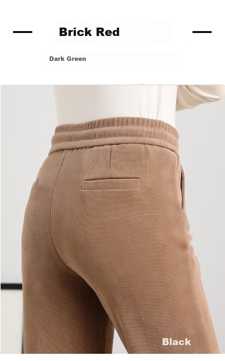 Meishi Women's Casual Pants Autumn Winter Fleece Lined Thickened Loose Straight Leg Wide Leg Trousers New 8317H Wheat 4XL 11