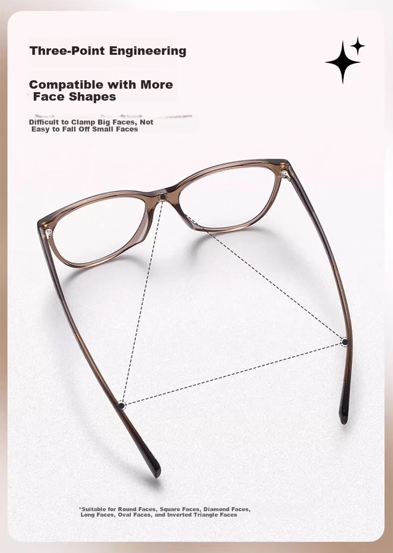 LOHO New 2024 Cat Eye Glasses for Women, Myopia, Anti-Blue Light, Slimming Frame, Bare Face Glasses, Prescription Available, YX8063 Orange 15