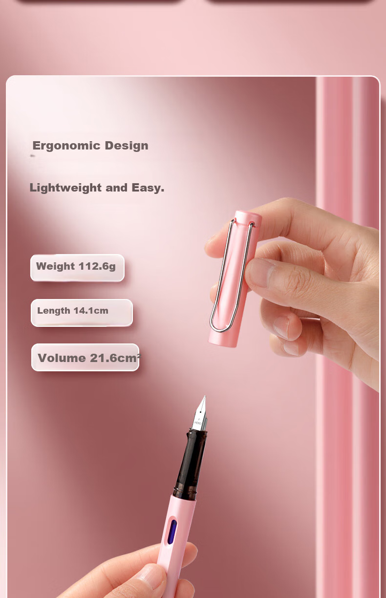 HERO Erasable Fountain Pen, 369 Ergonomic Design for Third-Grade Students, Heat-Sensitive Easy-Erase Ink Pen for Boys And Girls (2 Ink Cartridges + Pen Filler), Jade Orange 7