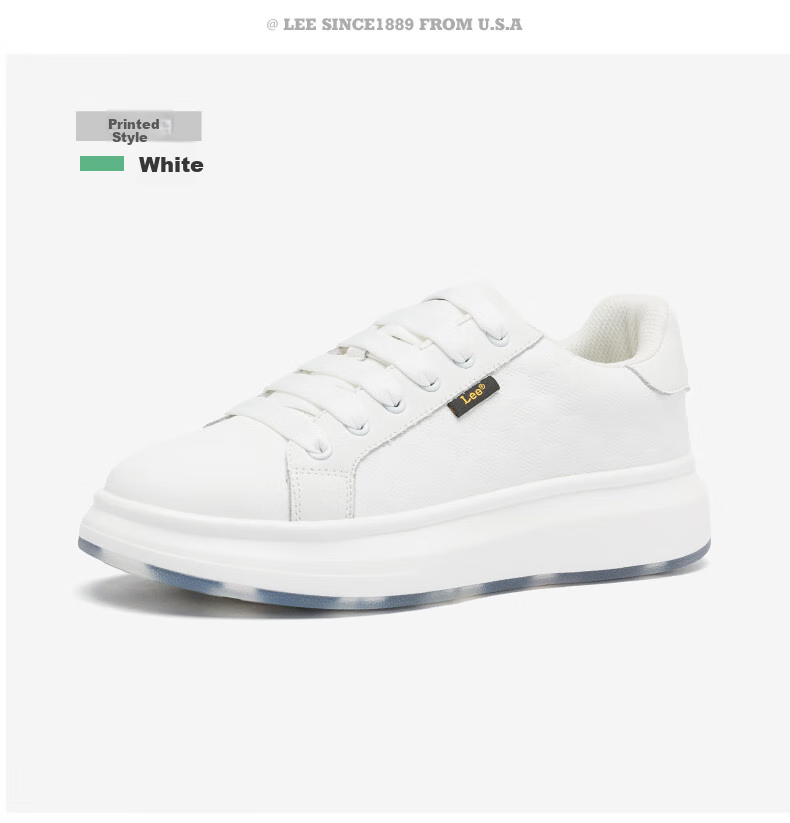 Lee White Sneakers for Men, Fashionable Casual Skateboard Shoes, Versatile Breathable Thick-Soled Low-Top Sports Casual Shoes, Black, Size 43 14