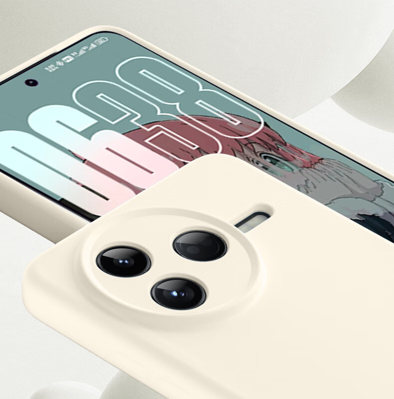 Shangsu Compatible with Redmi K80 Phone Case, K80 Protective Cover, Premium Liquid Silicone Soft Shell, Full Lens Protection, Shockproof, Anti-Fingerprint, for Women And Men, Solid Color Simple Design, Antique White Outer Shell 6