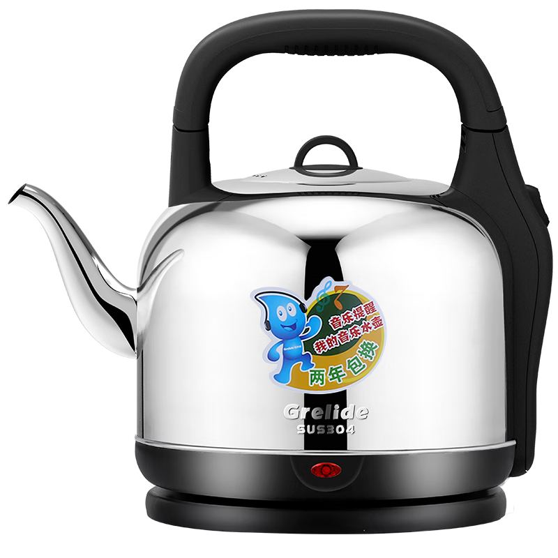 Grelide Electric Kettle for Home Use, Thickened 304 Stainless Steel, 6L Large Capacity, Music Reminder, Automatic Shut-Off, 160M