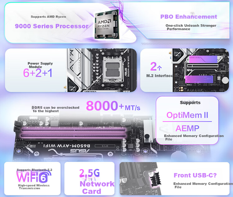 ASUS TUF GAMING B650EM-PLUS WIFI Motherboard for CPU 9700X/9600X/9500F (AMD B650/socket AM5) 3