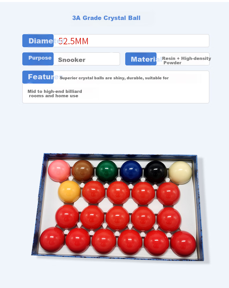 INVUI INVUI Billiard Balls, English Snooker Standard Billiard Balls, Crystal Balls, Billiard Table Accessories, 52.5mm 2