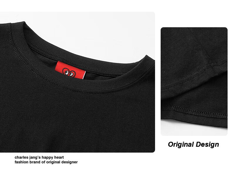 Chaersitaoxin Short-Sleeve T-Shirt for Men And Women, Couples Matching Style, Summer New Pure Cotton Loose Couple Heart-Shaped Top, Black, XL 2