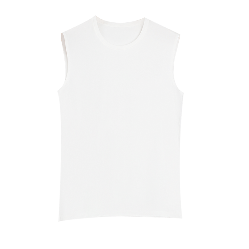 Hodo Cotton-Polyester High-Elastic Vest for Men, Round Neck Fashion Sports Undershirt, Glacier White, L(170)