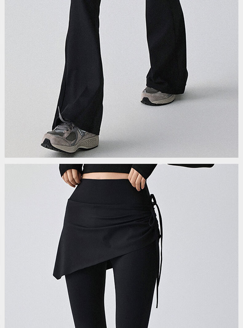 XUEXIMAN Two-in-One Yoga Skirt Pants Sports Tennis Skirt with Drawstring High Waist Running Anti-Exposure Fitness Pants for Women 2
