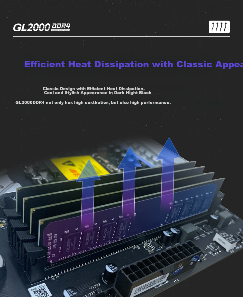 GEIL, Jinbang, 16GB DDR4 3200, Desktop Computer Memory Module, GL2000 Basic Series, Intel Specific 7