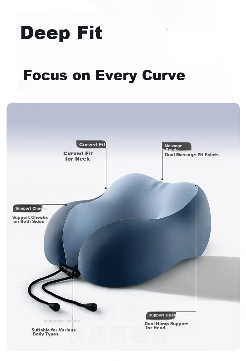 GREAT LIFE U-Shaped Travel Neck Pillow Portable U-Shape Neck Support Pillow for Car, Airplane, High-Speed Train, Nap Essential 3