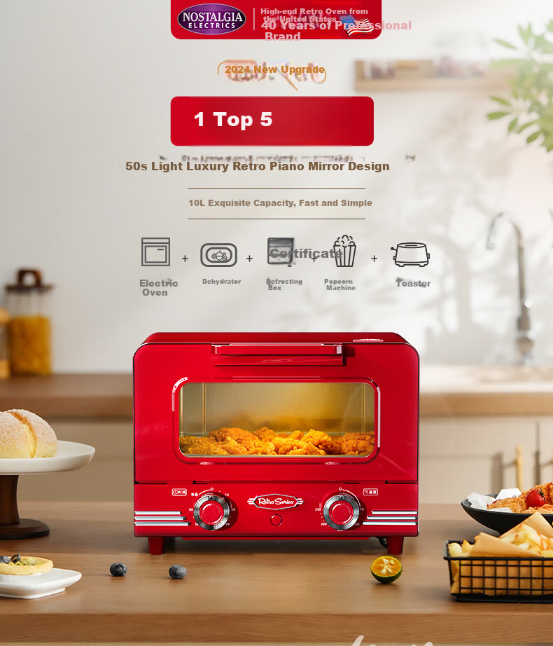 Nuosideqi Home Oven, 10L Capacity, Visible Window, No Need to Flip Food, Independent Temperature Control for Top And Bottom, Smart Fully Automatic Ove 1
