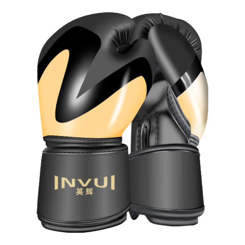 INVUI Boxing Gloves for Adults And Children, Free Fighting Training Gloves for Men And Women, Combat Competition Boxing Gloves, Black Gold 10oz